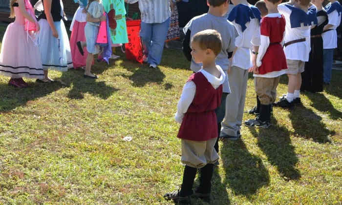 Lining up before the jousting tournament