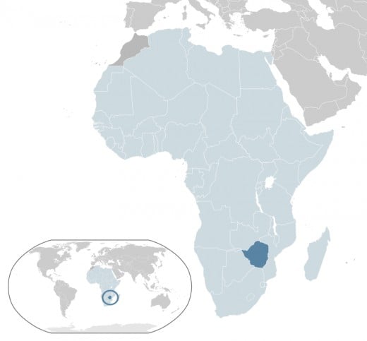 Map showing Zimbabwe's location