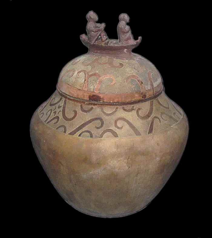 The Manunggul burial jar, one of the numerous burial jars found in the Manunggul cave of the Tabon Caves in Palawan, Philippines. It dates from 890–710 B.C.