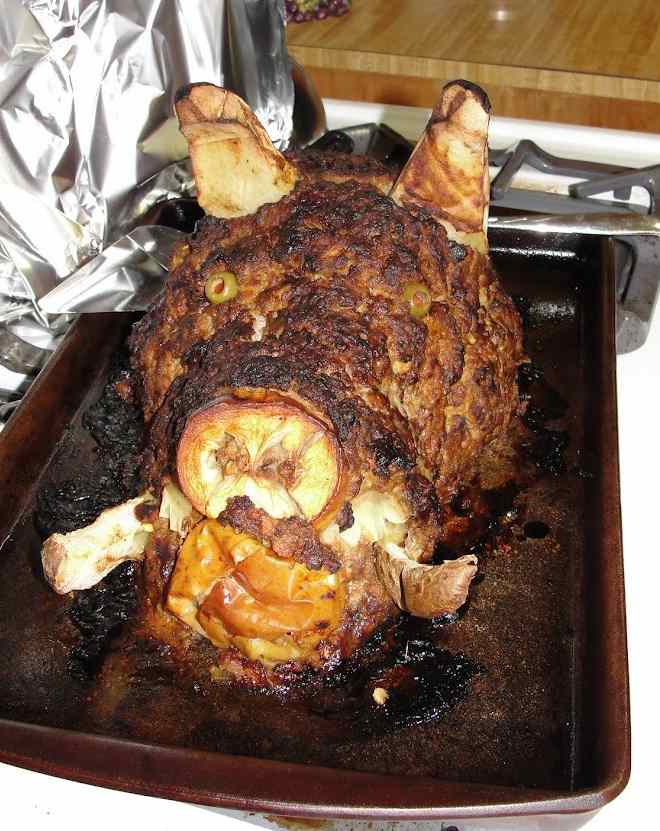 Attempt #1 at a meatloaf-version of a "boar's head"