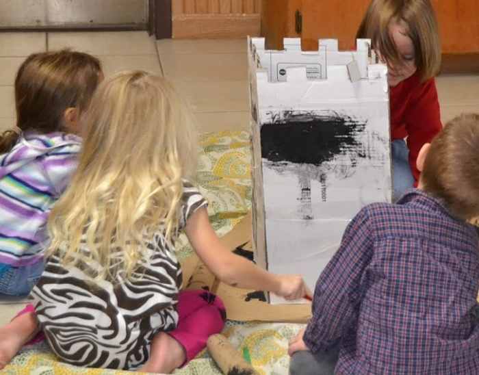 The youngest children can paint the castle.