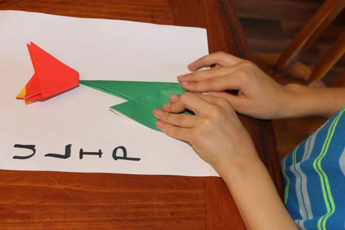 Easy origami tulip activity for older children (ages 7+)