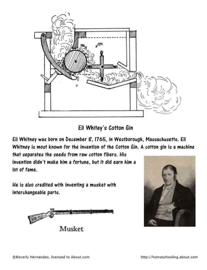 Eli Whitney Coloring Pages from https://www.thoughtco .com/