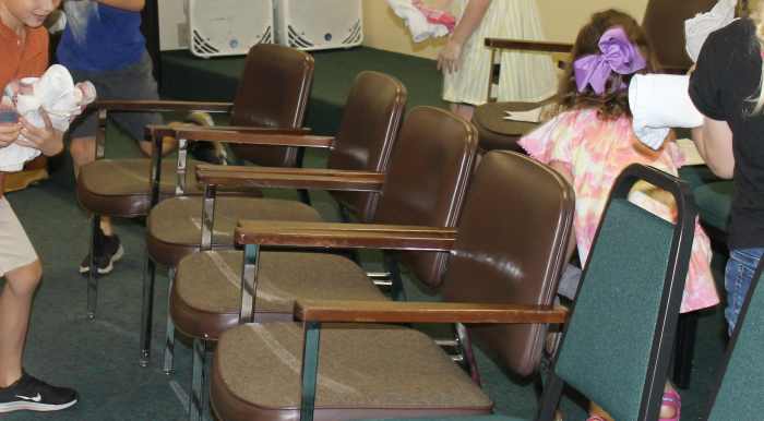 Trapping "beavers" (rolled up kitchen towels)