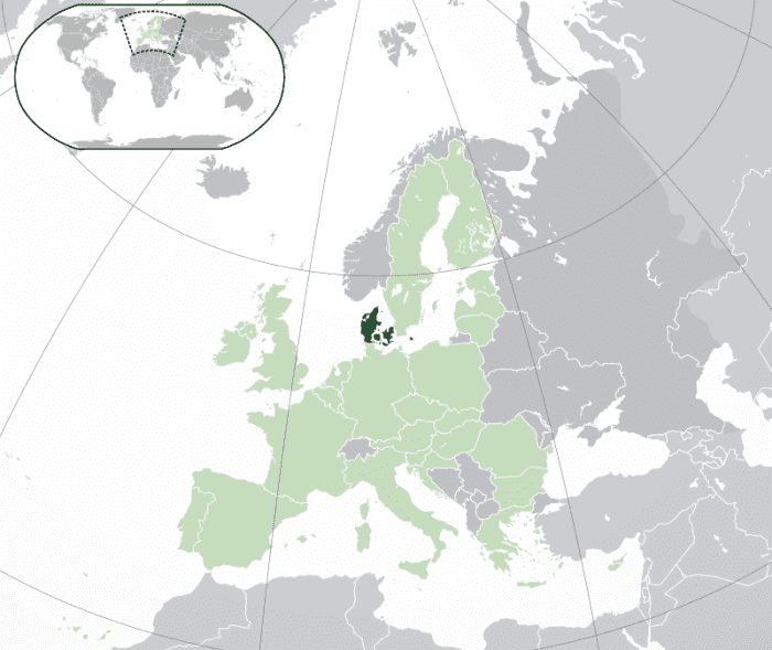 Map showing Denmark's location