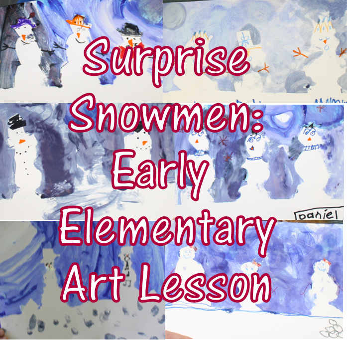 Snowman Art Lesson for Early Elementary to teach value, tints, and shades
