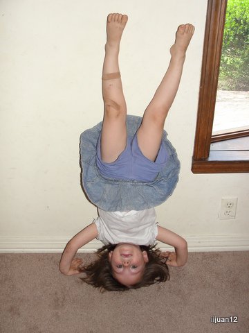 Practicing gymnastics moves