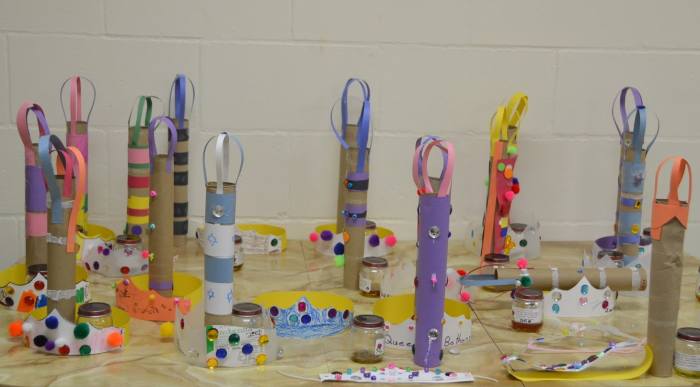 Some of the finished crowns and scepters