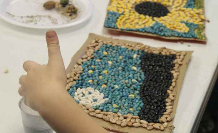 To get extra fancy, you can even dye some of the white beans using rubbing alcohol and food coloring.