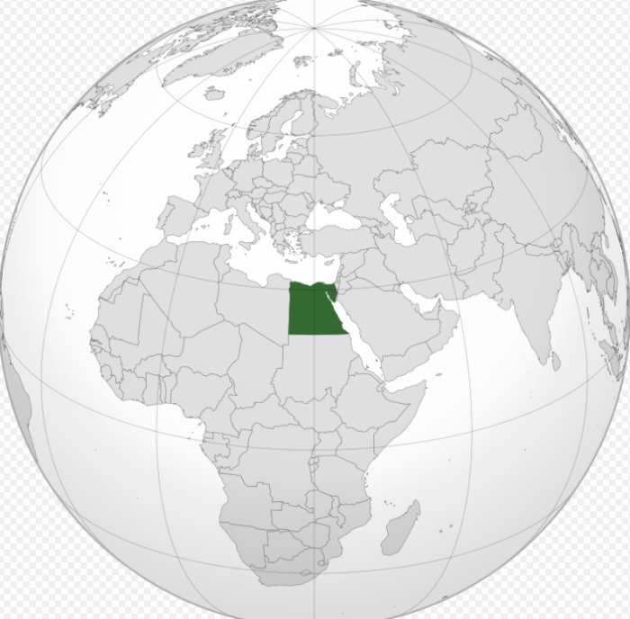 Map showing Egypt
