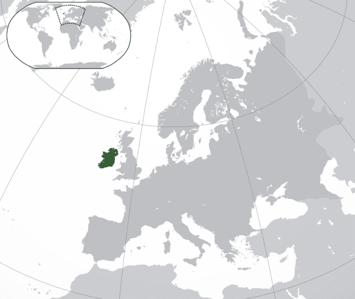 Map showing Ireland