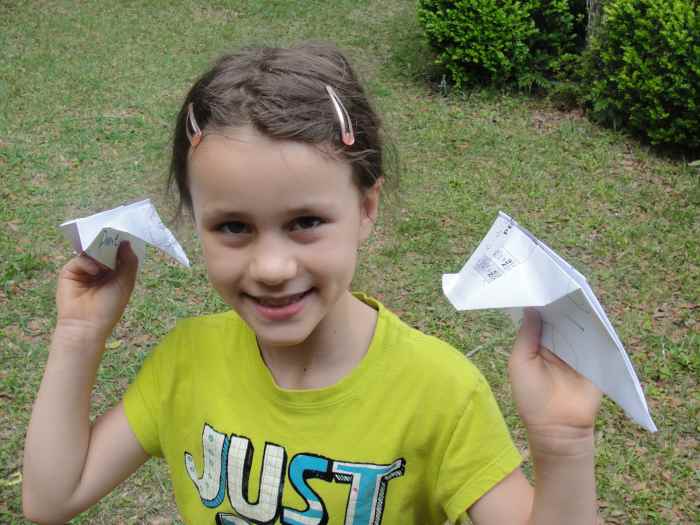 Pointed (wedge) and flat noses on paper airplanes