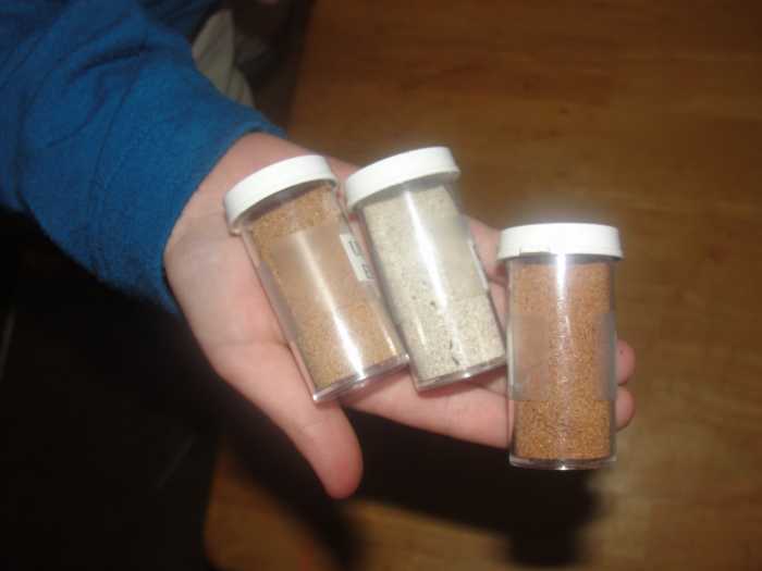 Different colors and textures of sand