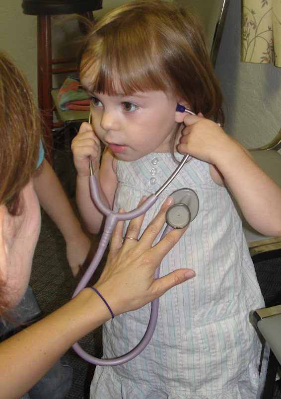 Listen to your heartbeat using a stethoscope.