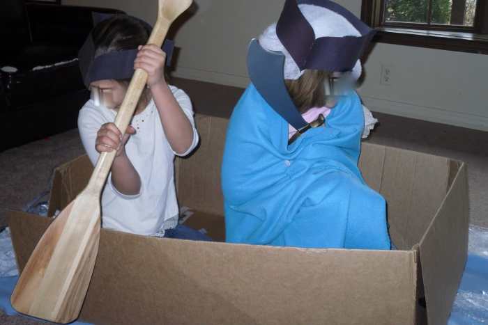 Dramatization of Washington crossing the Delaware from the American War for Independence Unit