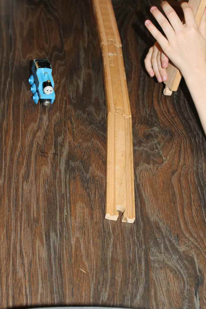 Building the Transcontinental Railroad using Thomas the Train pieces 