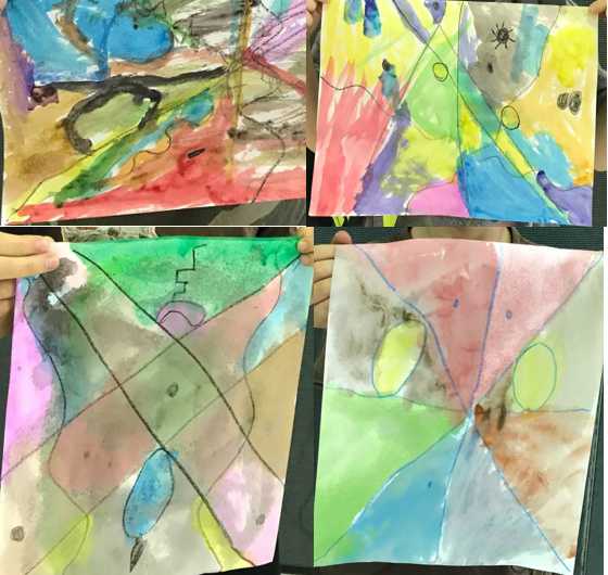 Samples of the children's abstract art masterpieces