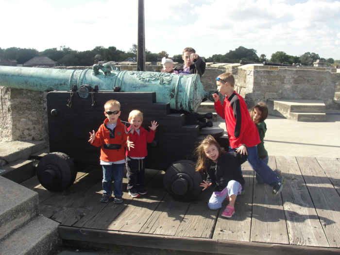 Posing at the Castillo de San Marcos, a national park where we received free admission because of our Every Kid in a Park membership pass