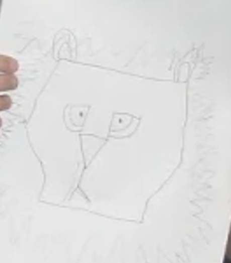 4 year old's upside-down drawning of a lion inspired by Richard the Lion-Hearted