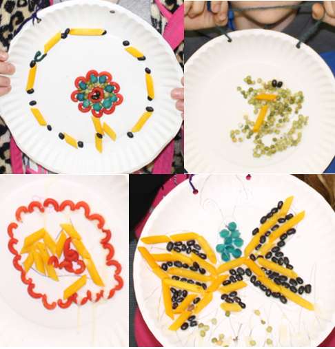 Pasta & Bean Paper Plate Mosaics