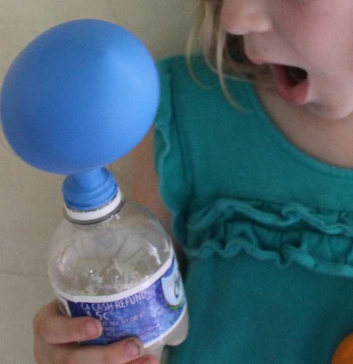 Balloon inflated by fermentation of yeast
