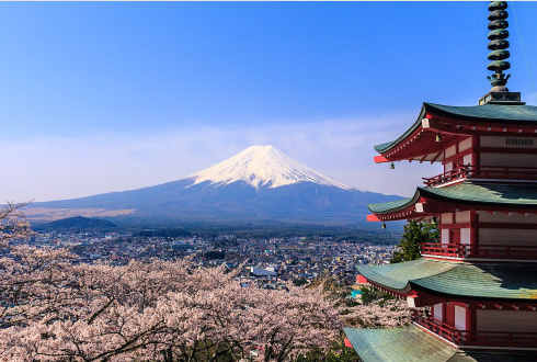 Mount Fuji in Spring, view from Arakurayama Sengen Park
