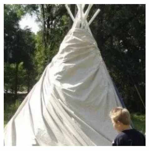 Setting up a tepee during Lesson 2: Plains Native American Tribes Lesson