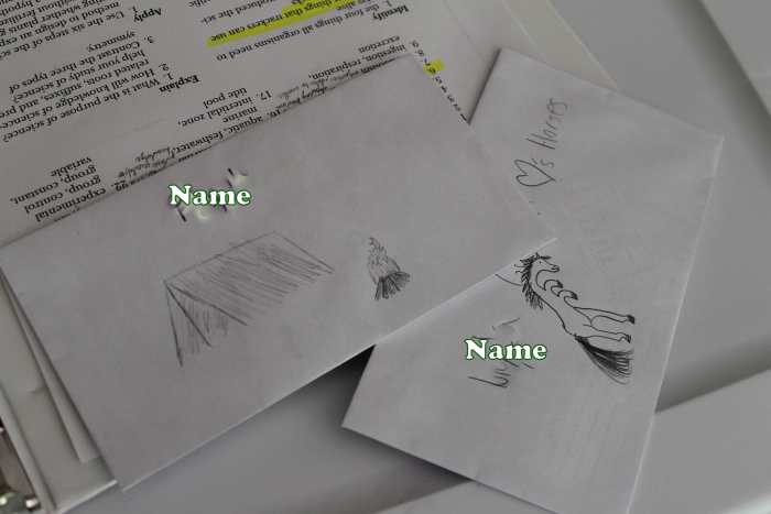 Student envelopes for holding their tickets