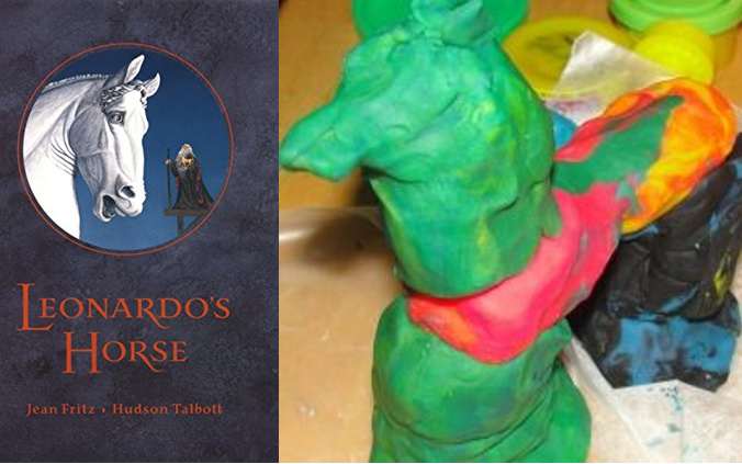 "Leonardo's Horse" by Jean Fritz & a horse sculpture created by a 5 year old