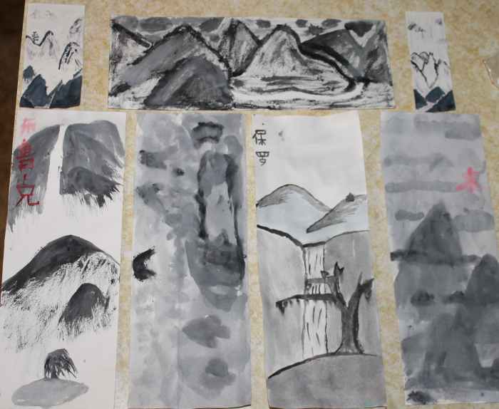 Some of the Chinese watercolor landscapes painted by elementary and middle school aged children