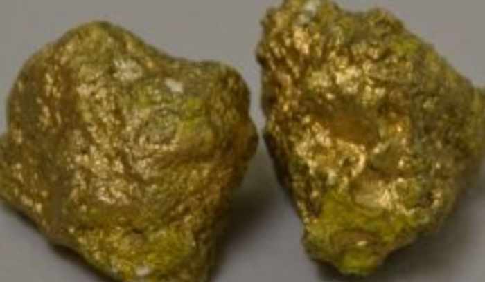 Rocks spray-painted gold