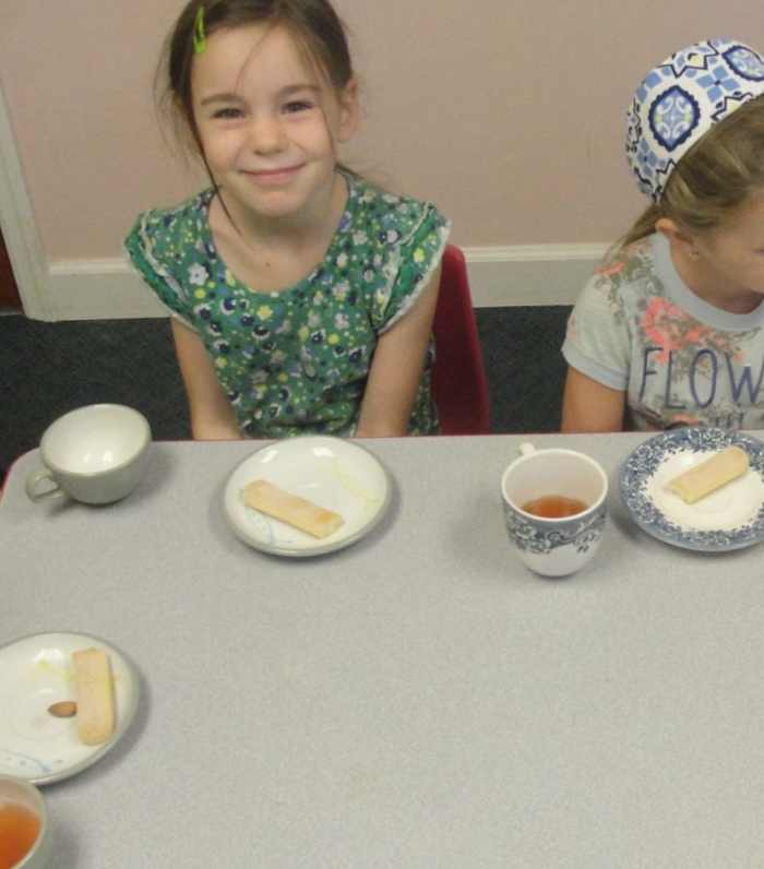 Enjoying a colonial tea party