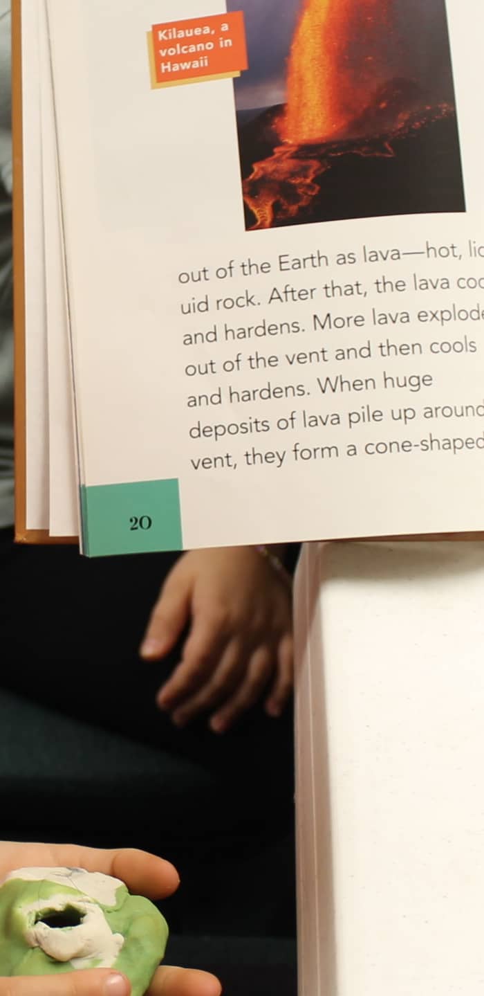 Creating a volcanic mountain using playdough