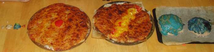 The baked planet pizzas in order