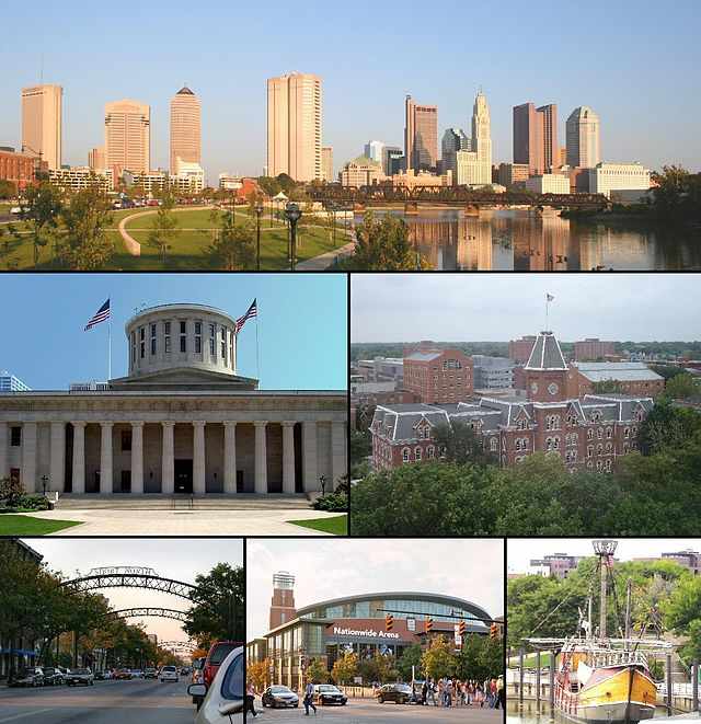 Columbus: Downtown Columbus, Ohio Statehouse Capitol Square, University Hall, Short North, Nationwide Arena, and Santa Maria replica