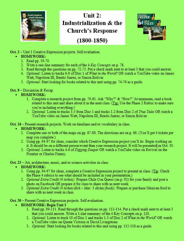 Homework Sheet for Unit 2