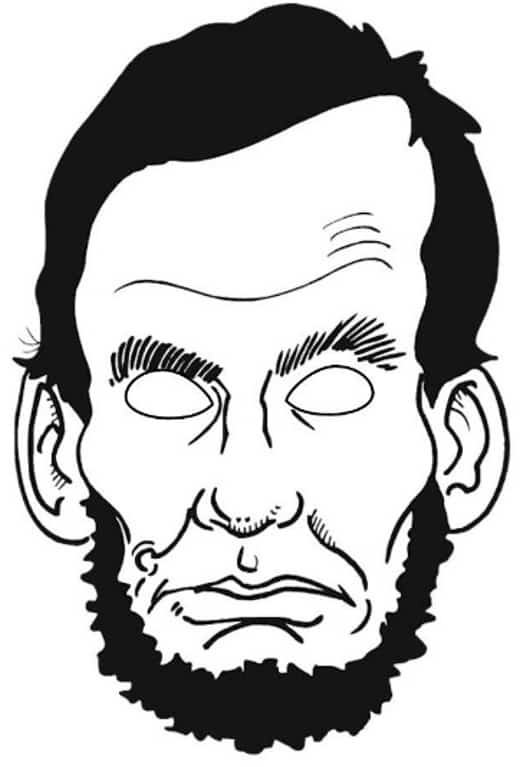 Abraham Lincoln face mask from http://coloringhome .com/lincoln-coloring-pages