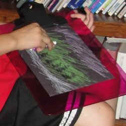 Sketching an Aurora Borealis landscape scene using pastels