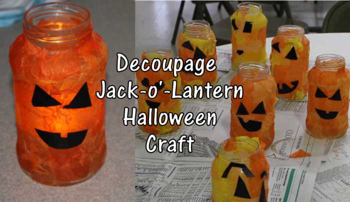 Decoupage Jack-o'-Lantern Halloween Craft Art Lesson for Early Elementary