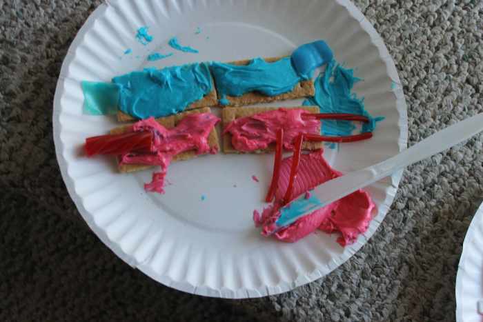 Edible model of a heart Option 2 using pull apart Twizzlers and blue Airheads...minus the plastic wrap on top