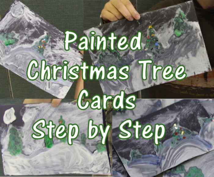 Painted Christmas Tree Card Art Lesson for Early Elementary