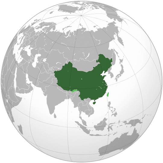 Map showing China's location