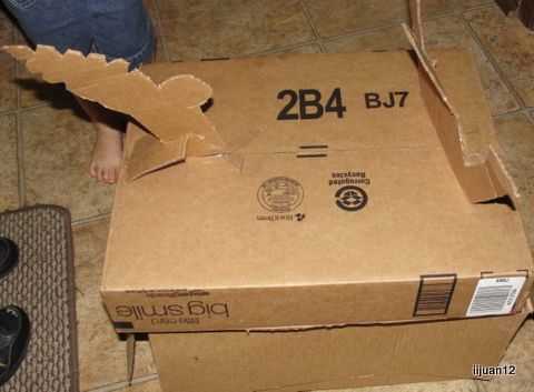 Our Ark made from 2 boxes with 2 cherubim taped to the lid