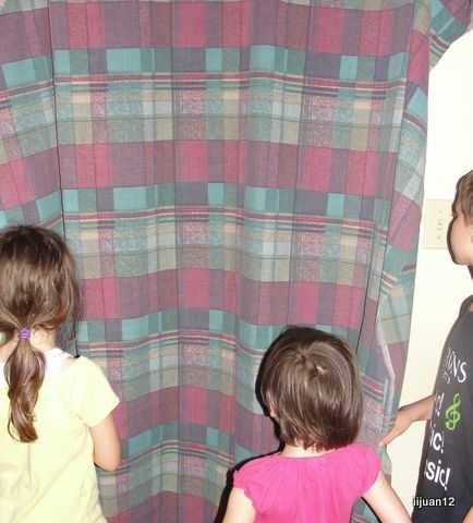 Standing in from our our sheet "veil" waiting to enter the "Holy of Holies"