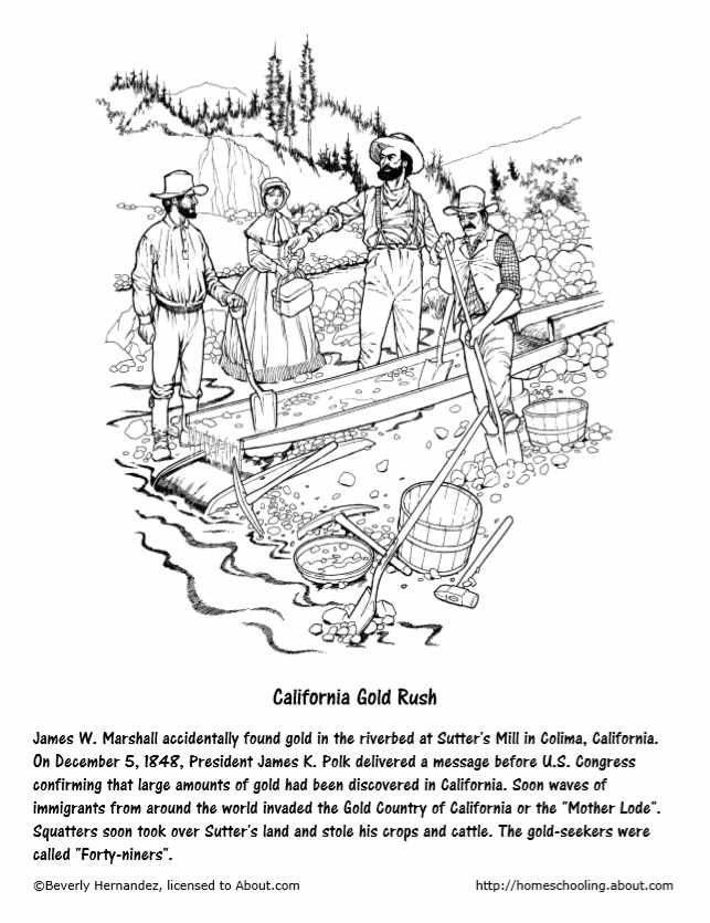 California Gold Rush Coloring Page from https://www.thoughtco .com