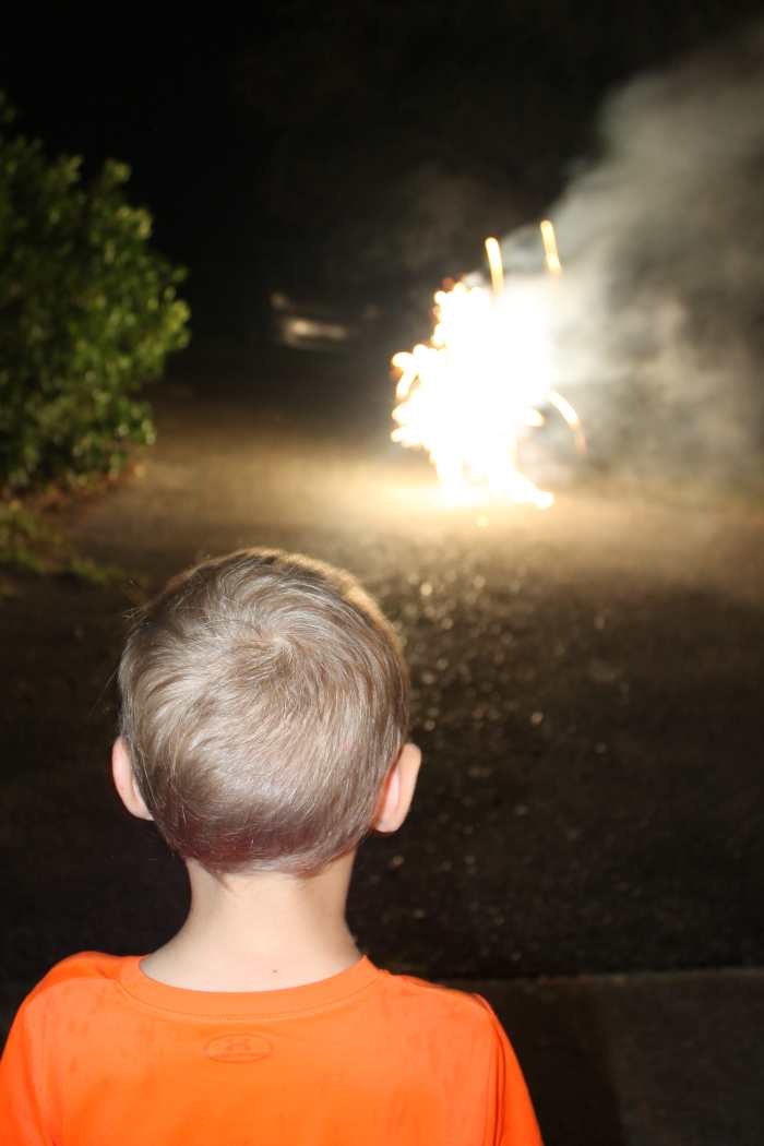 Setting off small fireworks