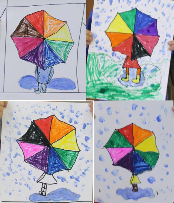 April Showers Umbrella Drawing Project