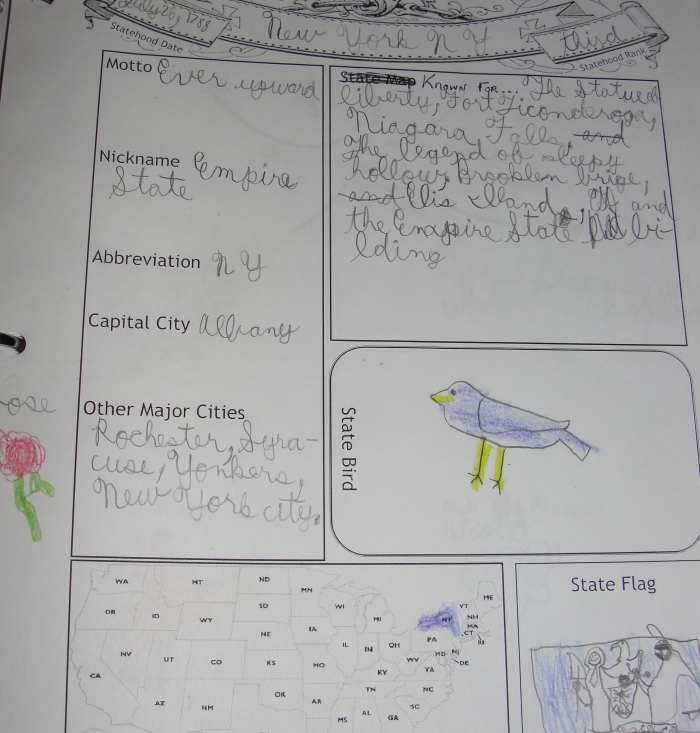 A page from my son's notebook on New York