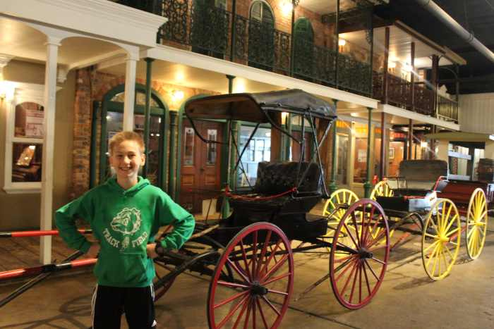 Buggies lined up along the "street" at the Pensacola Museum of Commerce