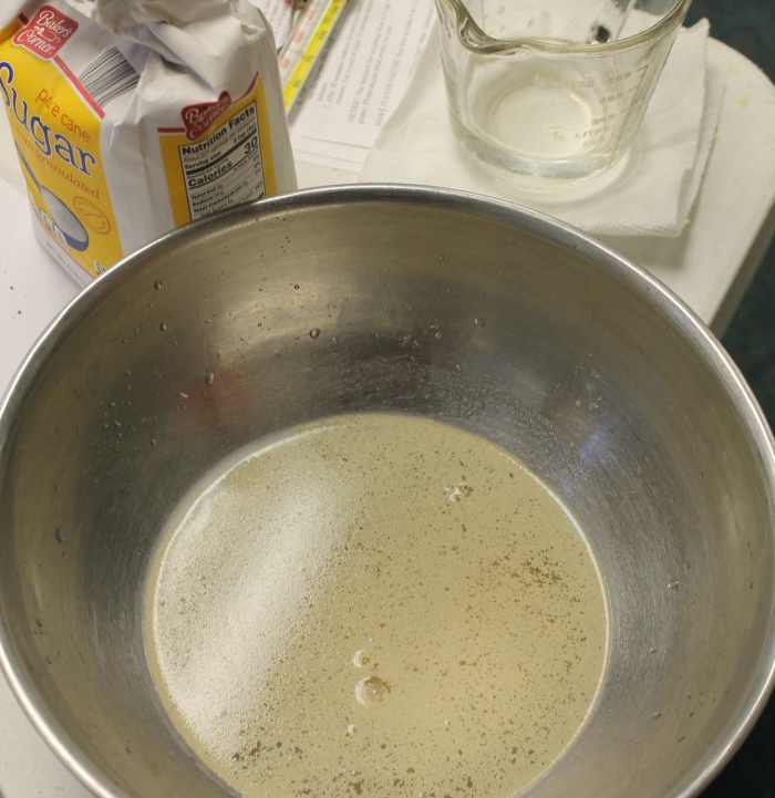 Yeast with water and sugar